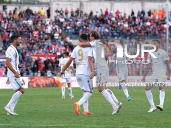 Players of Sampdoria celebrate a goal during the Serie B match between Cosenza and Sampdoria at the Stadio ''Gigi Marulla'' in Cosenza, Ital...