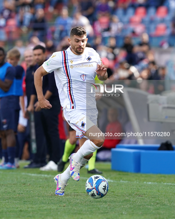 Nikolas Ioannou of UC Sampdoria is in action during the Serie B match between Cosenza and Sampdoria at the Stadio ''Gigi Marulla'' in Cosenz...