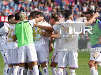 Players of Sampdoria celebrate a goal during the Serie B match between Cosenza and Sampdoria at the Stadio ''Gigi Marulla'' in Cosenza, Ital...