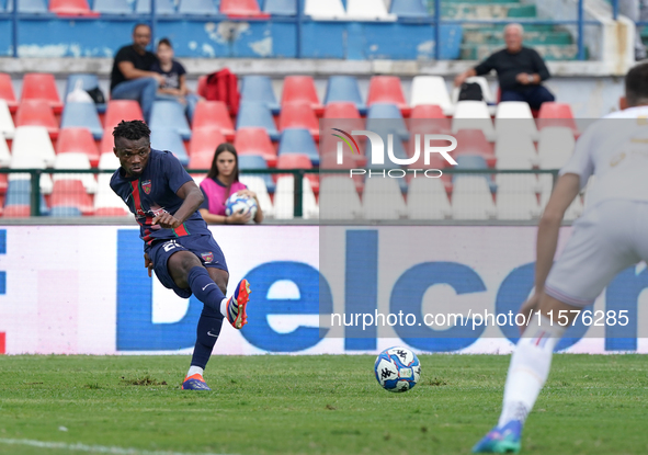 Christian Kouan of Cosenza is in action during the Serie B match between Cosenza and Sampdoria at the Stadio ''Gigi Marulla'' in Cosenza, It...