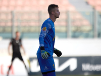 Giacomo Volpe, goalkeeper of Birkirkara, is in action during the Malta 360 Sports Premier League soccer match between Hibernians and Birkirk...