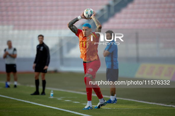 Alessandro Coppola of Birkirkara is in action during the Malta 360 Sports Premier League soccer match between Hibernians and Birkirkara at t...