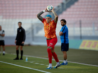 Alessandro Coppola of Birkirkara is in action during the Malta 360 Sports Premier League soccer match between Hibernians and Birkirkara at t...