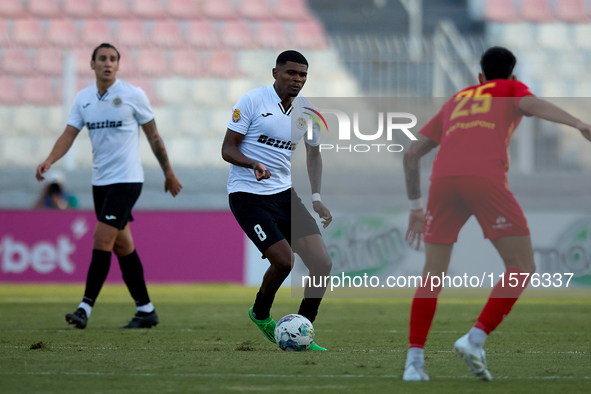 Rodrigo Khevin Fraga of Hibernians is in action during the Malta 360 Sports Premier League soccer match between Hibernians and Birkirkara at...