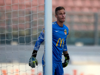 Giacomo Volpe, goalkeeper of Birkirkara, gestures during the Malta 360 Sports Premier League soccer match between Hibernians and Birkirkara...