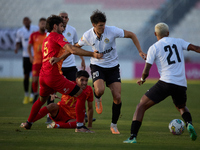 Federico Falcone (C) of Hibernians is in action during the Malta 360 Sports Premier League soccer match between Hibernians and Birkirkara at...