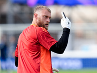 Michele Di Gregorio of Juventus FC gestures during the Serie A Enilive match between Empoli FC and Juventus FC at Stadio Carlo Castellani on...