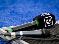 Microphone of DAZN television during the Serie A Enilive match between Empoli FC and Juventus FC at Stadio Carlo Castellani on September 14,...