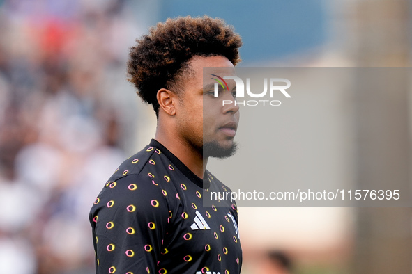 Weston McKennie of Juventus FC looks on during the Serie A Enilive match between Empoli FC and Juventus FC at Stadio Carlo Castellani on Sep...