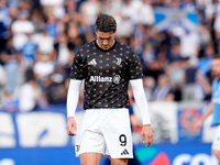 Dusan Vlahovic of Juventus FC looks down during the Serie A Enilive match between Empoli FC and Juventus FC at Stadio Carlo Castellani on Se...