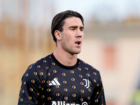 Dusan Vlahovic of Juventus FC looks on during the Serie A Enilive match between Empoli FC and Juventus FC at Stadio Carlo Castellani on Sept...