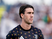 Dusan Vlahovic of Juventus FC looks on during the Serie A Enilive match between Empoli FC and Juventus FC at Stadio Carlo Castellani on Sept...