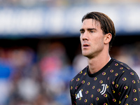 Dusan Vlahovic of Juventus FC looks on during the Serie A Enilive match between Empoli FC and Juventus FC at Stadio Carlo Castellani on Sept...