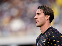 Dusan Vlahovic of Juventus FC looks on during the Serie A Enilive match between Empoli FC and Juventus FC at Stadio Carlo Castellani on Sept...