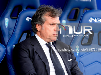 Cristiano Giuntoli sport director of Juventus FC looks on during the Serie A Enilive match between Empoli FC and Juventus FC at Stadio Carlo...