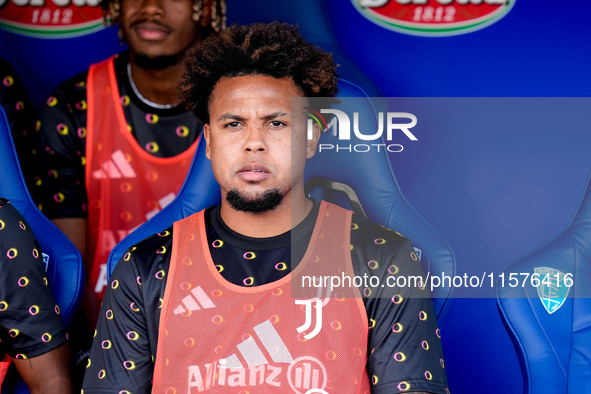 Weston McKennie of Juventus FC looks on during the Serie A Enilive match between Empoli FC and Juventus FC at Stadio Carlo Castellani on Sep...