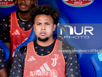 Weston McKennie of Juventus FC looks on during the Serie A Enilive match between Empoli FC and Juventus FC at Stadio Carlo Castellani on Sep...