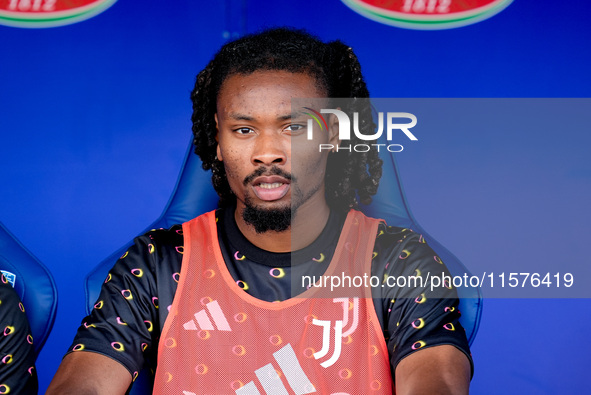 Khephren Thuram of Juventus FC looks on during the Serie A Enilive match between Empoli FC and Juventus FC at Stadio Carlo Castellani on Sep...