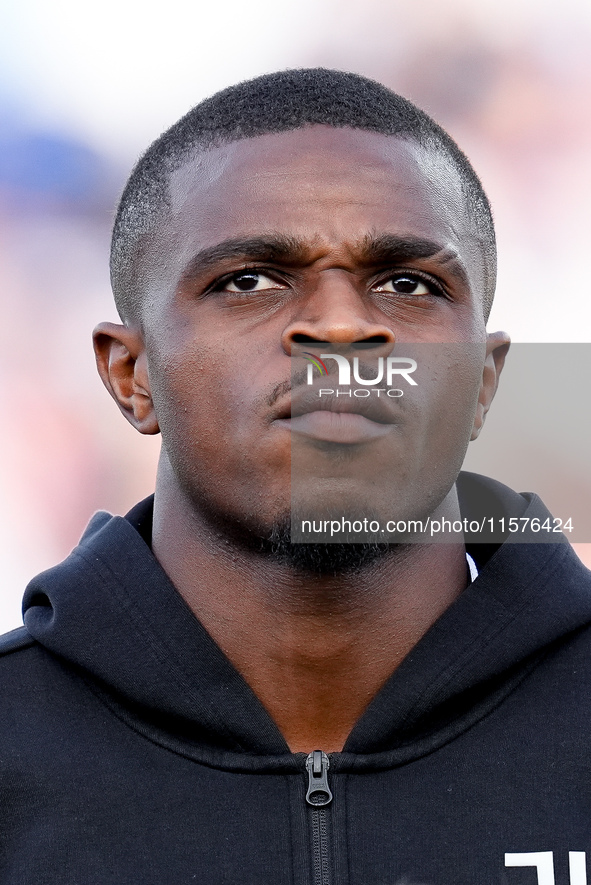 Pierre Kalulu of Juventus FC looks on during the Serie A Enilive match between Empoli FC and Juventus FC at Stadio Carlo Castellani on Septe...