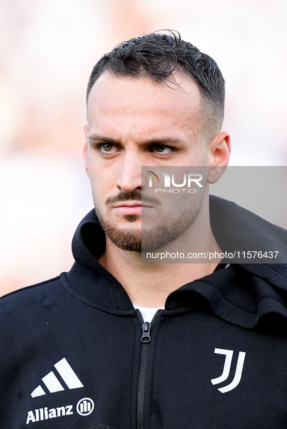 Federico Gatti of Juventus FC looks on during the Serie A Enilive match between Empoli FC and Juventus FC at Stadio Carlo Castellani on Sept...