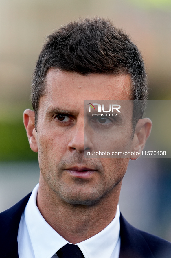 Thiago Motta head coach of Juventus FC looks on during the Serie A Enilive match between Empoli FC and Juventus FC at Stadio Carlo Castellan...