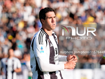 Dusan Vlahovic of Juventus FC looks dejected during the Serie A Enilive match between Empoli FC and Juventus FC at Stadio Carlo Castellani o...