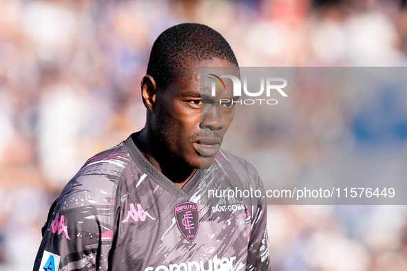 Emmanuel Gyasi of Empoli FC looks on during the Serie A Enilive match between Empoli FC and Juventus FC at Stadio Carlo Castellani on Septem...