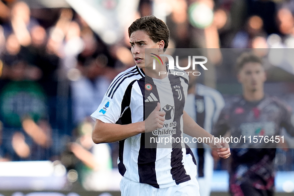 Kenan Yildiz of Juventus FC looks on during the Serie A Enilive match between Empoli FC and Juventus FC at Stadio Carlo Castellani on Septem...