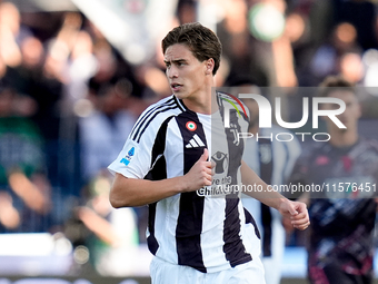 Kenan Yildiz of Juventus FC looks on during the Serie A Enilive match between Empoli FC and Juventus FC at Stadio Carlo Castellani on Septem...