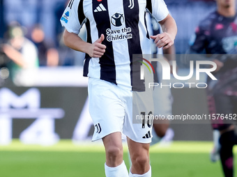 Kenan Yildiz of Juventus FC looks on during the Serie A Enilive match between Empoli FC and Juventus FC at Stadio Carlo Castellani on Septem...