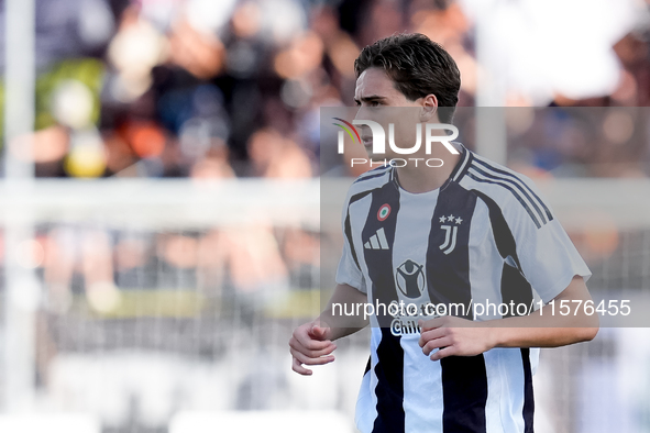 Kenan Yildiz of Juventus FC looks on during the Serie A Enilive match between Empoli FC and Juventus FC at Stadio Carlo Castellani on Septem...