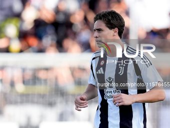 Kenan Yildiz of Juventus FC looks on during the Serie A Enilive match between Empoli FC and Juventus FC at Stadio Carlo Castellani on Septem...