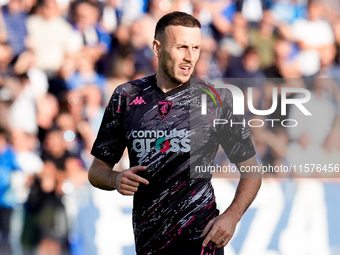 Ardian Ismajli of Empoli FC looks on during the Serie A Enilive match between Empoli FC and Juventus FC at Stadio Carlo Castellani on Septem...