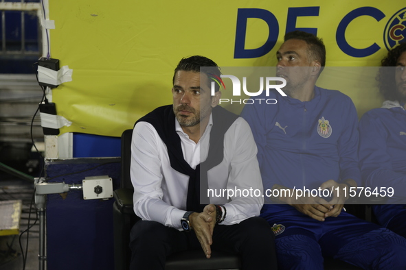 Fernando Gago, Head Coach of Chivas de Guadalajara, reacts during the 17th round match of the Torneo de Apertura as part of the Liga MX betw...