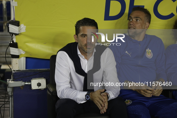 Fernando Gago, Head Coach of Chivas de Guadalajara, reacts during the 17th round match of the Torneo de Apertura as part of the Liga MX betw...