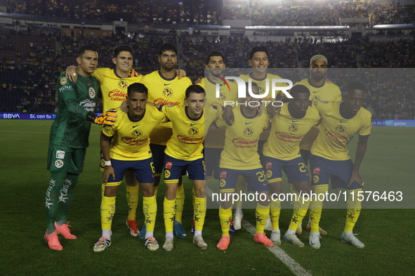 Team America poses before the 17th round match of the Torneo de Apertura as part of the Liga MX between Chivas de Guadalajara and America at...