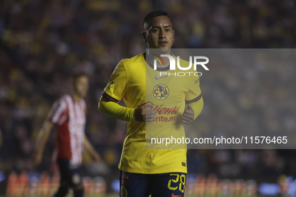 Erick Sanchez #28 of America during the 17th round match of the Torneo de Apertura as part of the Liga MX between Chivas de Guadalajara and...