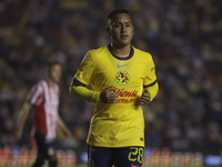 Erick Sanchez #28 of America during the 17th round match of the Torneo de Apertura as part of the Liga MX between Chivas de Guadalajara and...