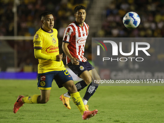 Erick Sanchez #28 of America drives the ball forward during the 17th round match of the Torneo de Apertura as part of the Liga MX between Ch...