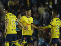 Team America celebrates a goal during the 17th round match of the Torneo de Apertura as part of the Liga MX between Chivas de Guadalajara an...