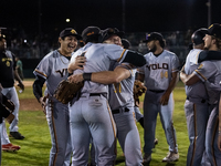 The Yolo High Wheelers celebrate advancing to the Pioneer Baseball League's championship series with their 6 to 4 win over the Oakland Balle...