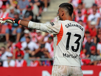 Paulo Gazzaniga plays during the match between Girona FC and FC Barcelona, corresponding to week 5 of LaLiga EA Sports, at the Montilivi Sta...