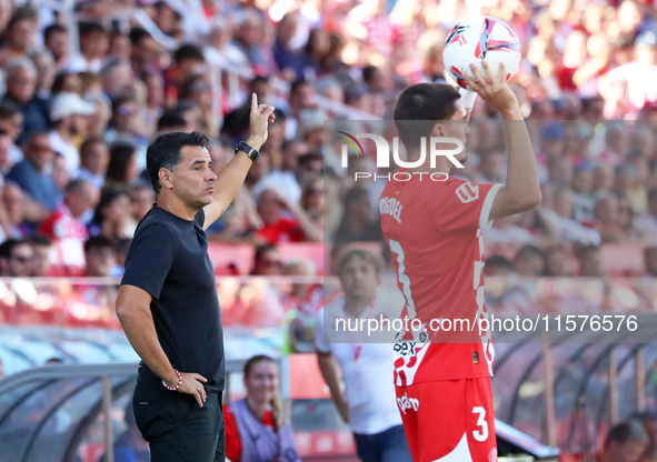 Michel coaches during the match between Girona FC and FC Barcelona, corresponding to week 5 of LaLiga EA Sports, at the Montilivi Stadium in...