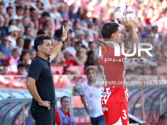 Michel coaches during the match between Girona FC and FC Barcelona, corresponding to week 5 of LaLiga EA Sports, at the Montilivi Stadium in...