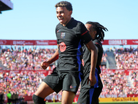 Lamine Yamal celebrates a goal during the match between Girona FC and FC Barcelona in the week 5 of LaLiga EA Sports, at the Montilivi Stadi...