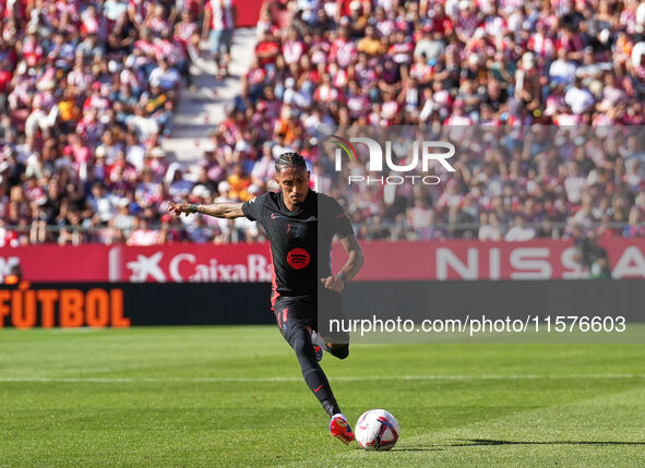 Raphinha of FC Barcelona during the La Liga EA SPORTS match against Girona in Barcelona, Spain, on September 15, 2024 