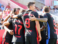 Lamine Yamal celebrates a goal during the match between Girona FC and FC Barcelona in the week 5 of LaLiga EA Sports, at the Montilivi Stadi...