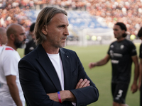 Davide Nicola coaches Cagliari Calcio during the Serie A TIM match between Cagliari Calcio and Napoli SSC in Italy, on September 15, 2024. (