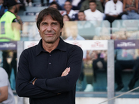 Antonio Conte coaches Napoli SSC during the Serie A TIM match between Cagliari Calcio and Napoli SSC in Italy, on September 15, 2024. (