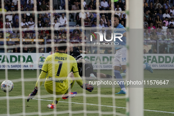 Roberto Piccoli (#91 Cagliari Calcio) during the Serie A TIM match between Cagliari Calcio and Napoli SSC in Italy on September 15, 2024 